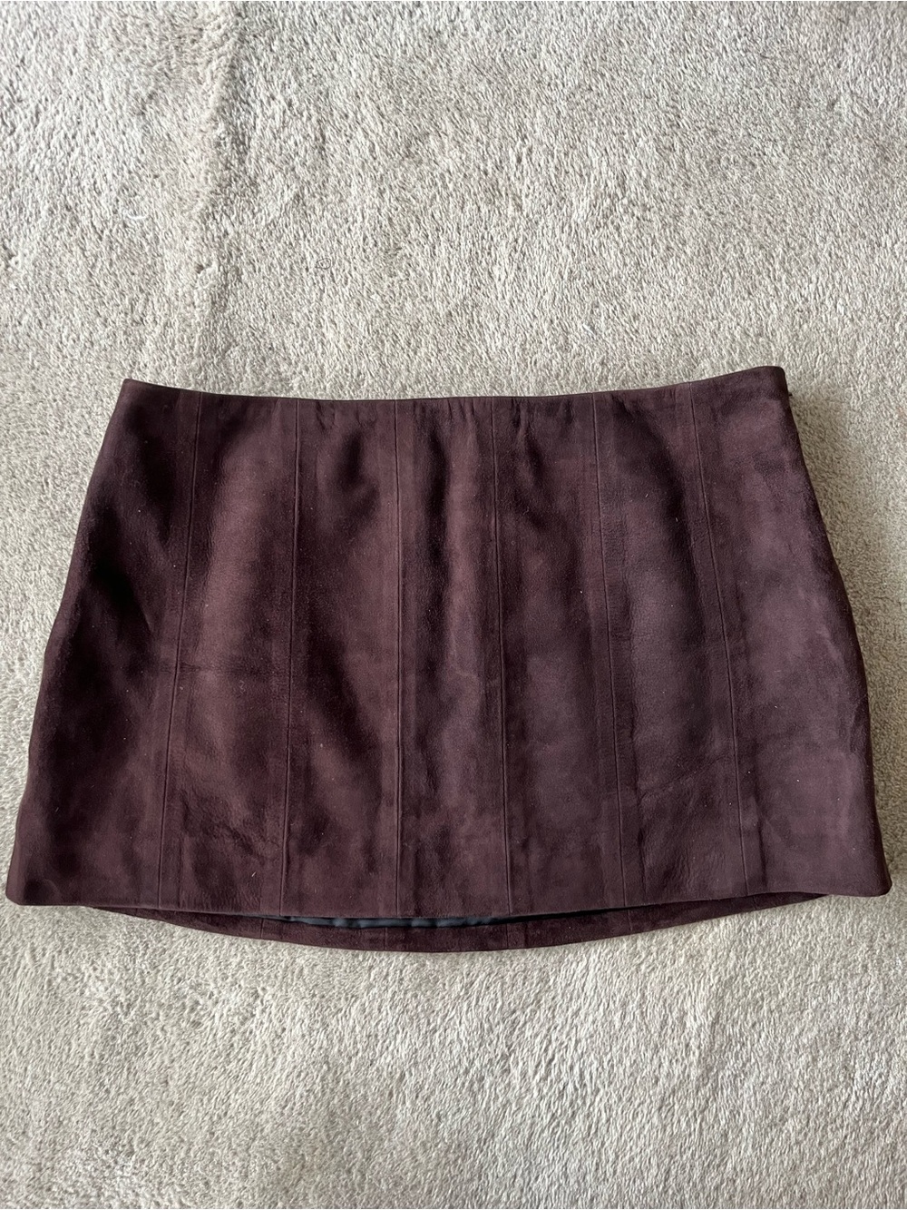 Khaite Suede Mini Skirt in Dark Brown -8